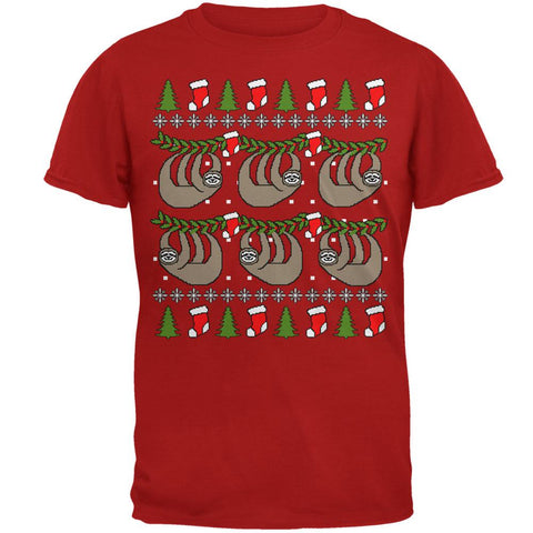 Hanging Sloth Ugly Christmas Sweater Mens Soft T Shirt