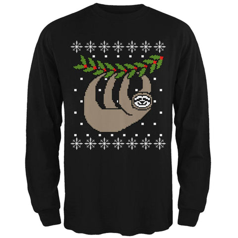 Big Hanging Sloth Ugly Christmas Sweater Mens Long Sleeve T Shirt