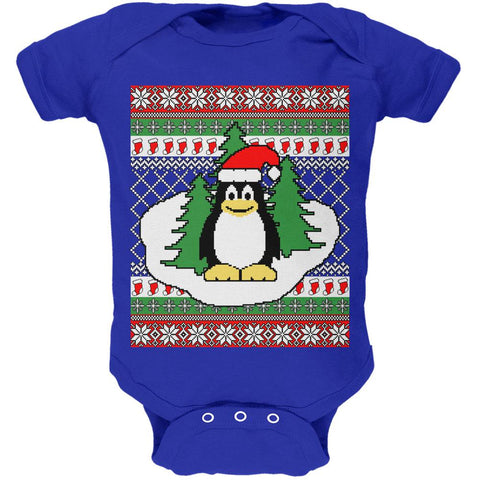 Penguin on Ice Ugly Christmas Sweater Soft Baby One Piece