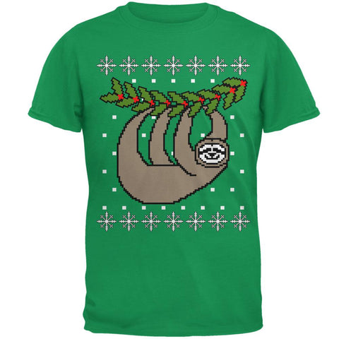 Big Hanging Sloth Ugly Christmas Sweater Mens T Shirt