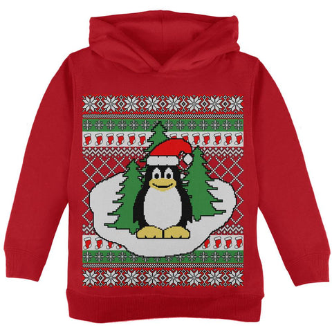 Penguin on Ice Ugly Christmas Sweater Toddler Hoodie