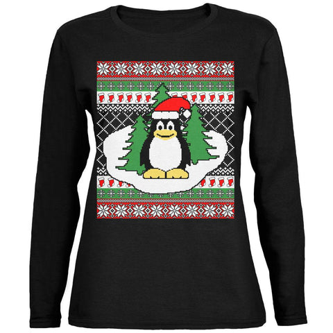 Penguin on Ice Ugly Christmas Sweater Ladies' Relaxed Jersey Long-Sleeve Tee