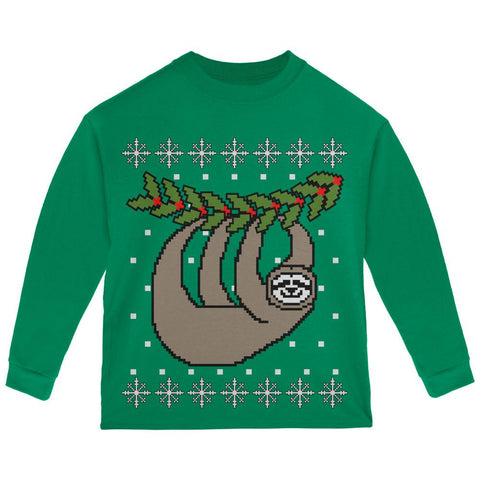 Big Hanging Sloth Ugly Christmas Sweater Toddler Long Sleeve T Shirt