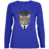 Graduation Funny Cat Womens Long Sleeve T Shirt front view