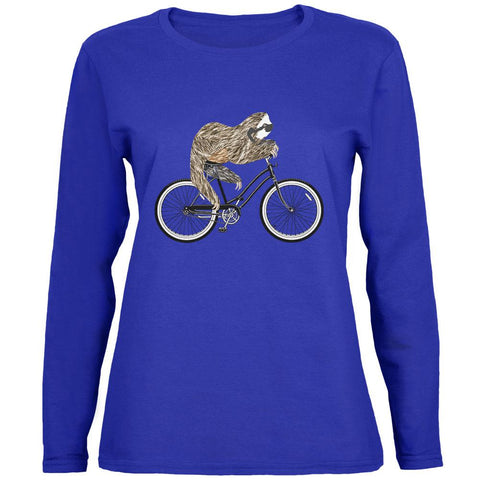 Bicycle Sloth Womens Long Sleeve T Shirt