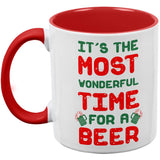 Christmas Most Wonderful Time for a Beer Red Handle Coffee Mug