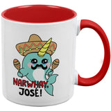 Narwhal Narwhay Jose Red Handle Coffee Mug