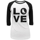 Cat Love Juniors 3/4 Sleeve Raglan T Shirt front view