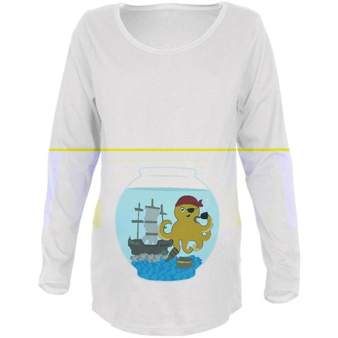 Fish Bowl Cute Pirate Octopus Maternity Soft Long Sleeve T Shirt