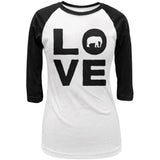 Elephant Love Juniors 3/4 Sleeve Raglan T Shirt