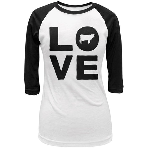 Cow Love Juniors 3/4 Sleeve Raglan T Shirt
