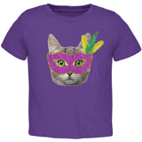 Mardi Gras Mask Funny Cat Toddler T Shirt front view