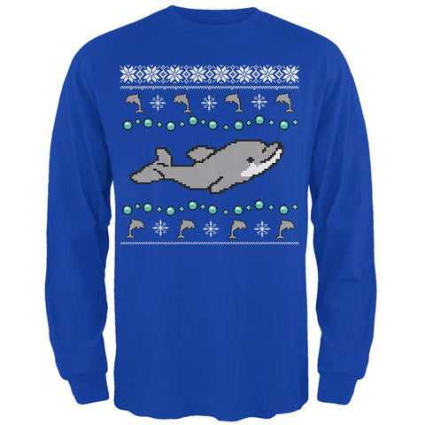 Ugly Christmas Sweater Dolphin Mens Long Sleeve T Shirt