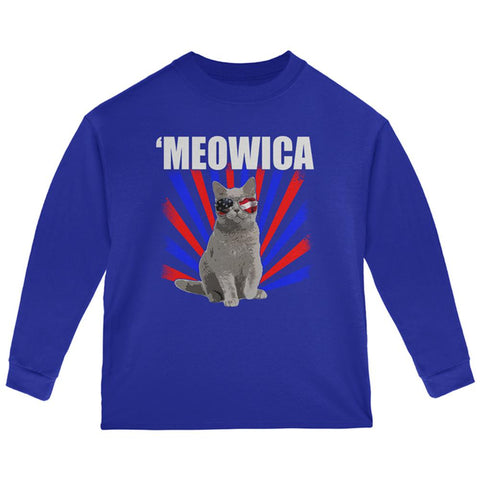 Cat 4th of July Meowica Toddler Long Sleeve T Shirt