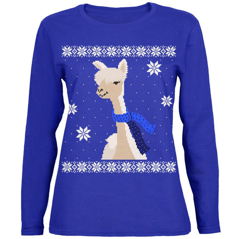 Big Alpaca Scarf Ugly Christmas Sweater Womens Long Sleeve T Shirt