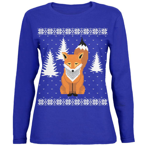 Big Fox Ugly Christmas Sweater Womens Long Sleeve T Shirt