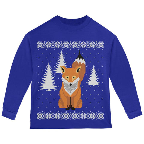 Big Fox Ugly Christmas Sweater Toddler Long Sleeve T Shirt