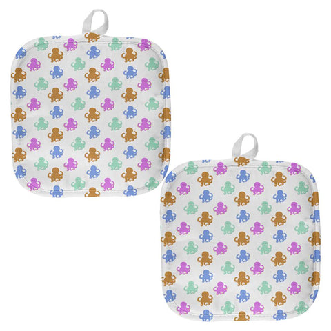 Cute Octopus Pattern All Over Pot Holder (Set of 2)