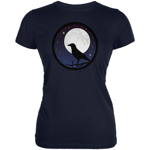 Raven Crow Moon Night Sky Silhoutte Juniors Soft T Shirt
