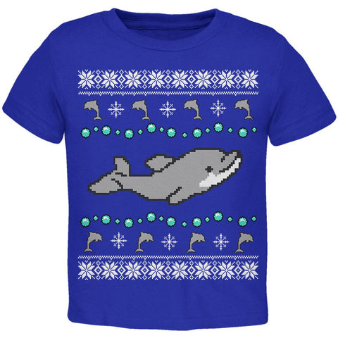 Ugly Christmas Sweater Dolphin Toddler T Shirt
