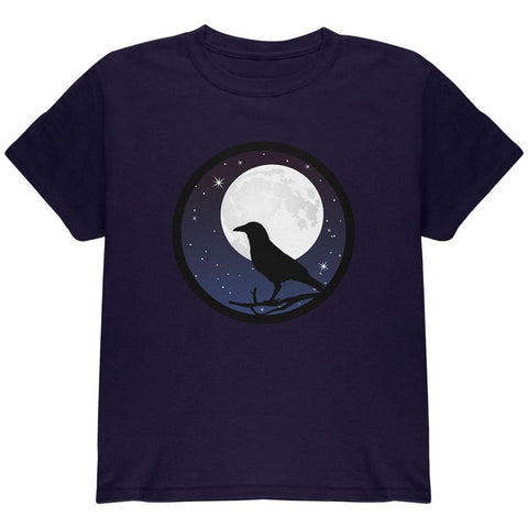 Raven Crow Moon Night Sky Silhoutte Youth T Shirt