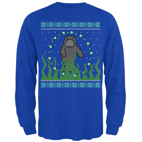 Ugly Christmas Sweater Manatee Floaty Potato Mens Long Sleeve T Shirt