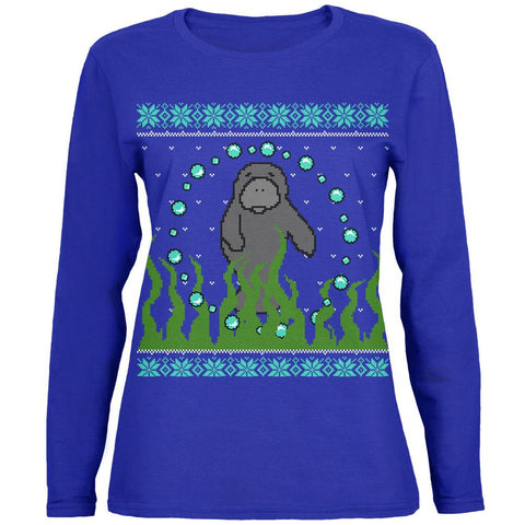 Ugly Christmas Sweater Manatee Floaty Potato Womens Long Sleeve T Shirt
