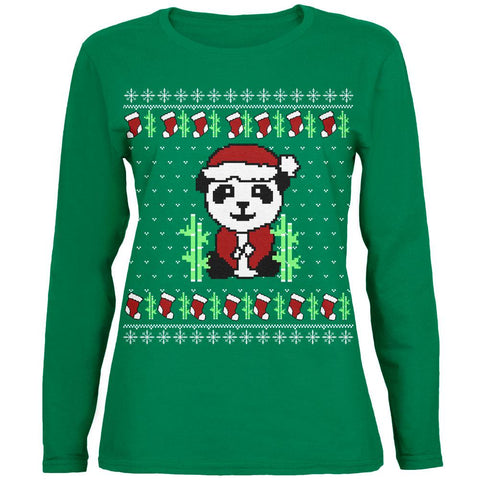 Ugly Christmas Sweater Panda Womens Long Sleeve T Shirt