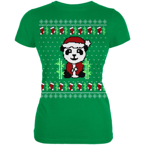 Ugly Christmas Sweater Panda Juniors Soft T Shirt