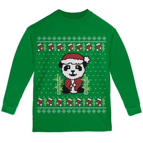 Ugly Christmas Sweater Panda Youth Long Sleeve T Shirt