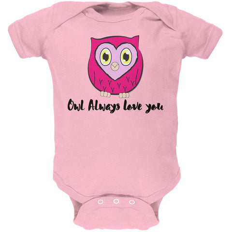 Valentine's Day Owl Always Love You Funny Pun Soft Baby One Piece