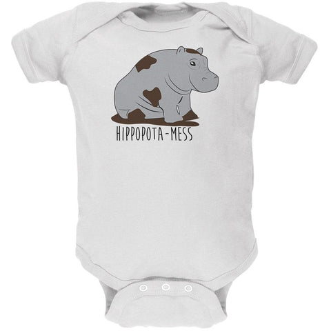 Hippo Mess Hippopotamess Funny Pun Soft Baby One Piece