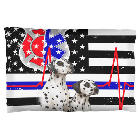 Firefighter EMT Dalmatian Live Forever Thin Red Line Flag Pillow Case