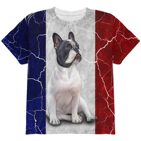 French Bulldog Live Forever Flag All Over Youth T Shirt