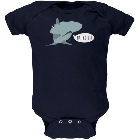 Shark Nailed It Hammerhead Funny Pun Soft Baby One Piece