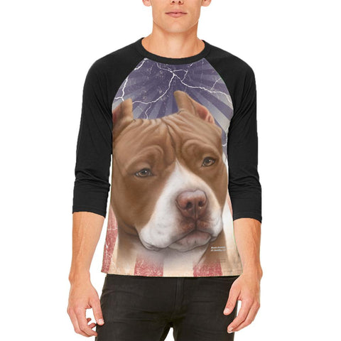 Pit Bull Terrier Live Forever Mens Raglan T Shirt