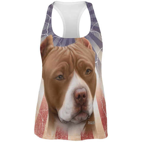 Pit Bull Terrier Live Forever All Over Womens Work Out Tank Top