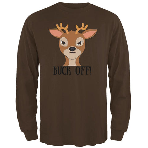 Deer Buck Off Funny Pun Mens Long Sleeve T Shirt