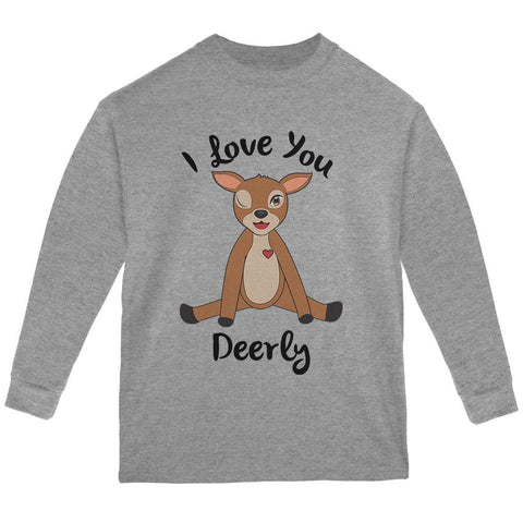 Deer I love You Deerly Dearly Funny Pun Youth Long Sleeve T Shirt