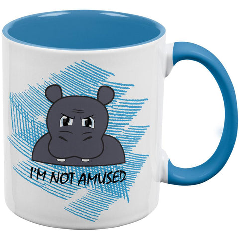 Hippo I'm Not Amused Funny Aqua Handle Coffee Mug