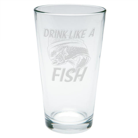 Drink Like A Fish Dorado Mahi-Mahi Etched Pint Glass