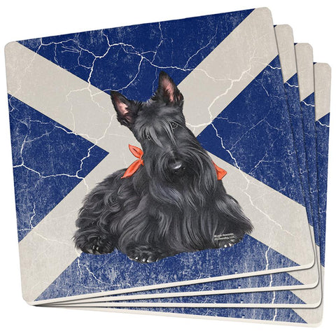 Scottish Terrier Live Forever Set of 4 Square Sandstone Coasters