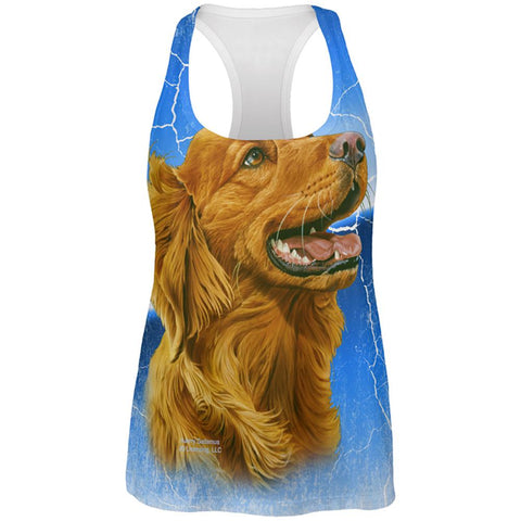 Golden Retriever Live Forever All Over Womens Work Out Tank Top