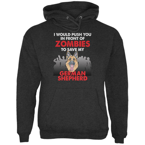 I Would Push You Zombies German Shepherd Mens Hoodie