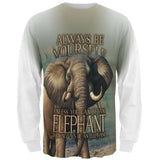 Always Be Yourself Unless Elephant All Over Mens Long Sleeve T Shirt  front view