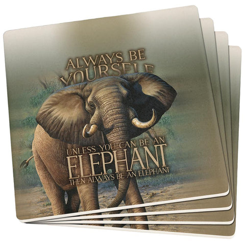 Always Be Yourself Unless Elephant Set of 4 Square Sandstone Coasters