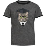 Graduation Funny Cat Mens Ringer T Shirt front view