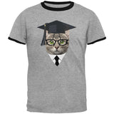 Graduation Funny Cat Mens Ringer T Shirt front view