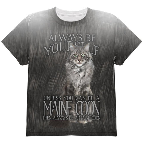Always Be Yourself Unless Maine Coon Cat All Over Youth T Shirt