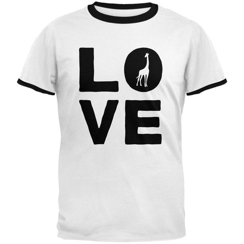 Giraffe Love Mens Ringer T Shirt